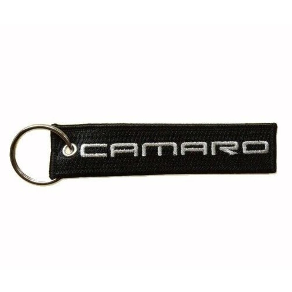Camaro Black-Silver Key Chain Fob Embroidered Key NEW FAST SHIP
